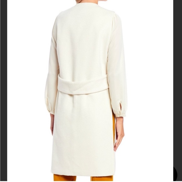 New GIBSON LATIMER Ivory Long Slitted Duster Vest Classic Minimalist Small - Picture 12 of 12